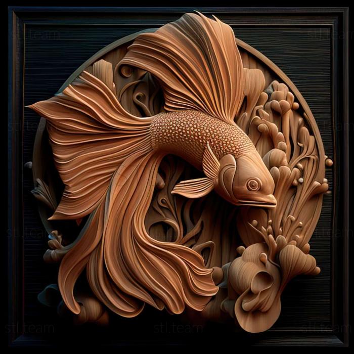 3D model Two   tailed fighting fish fish (STL)